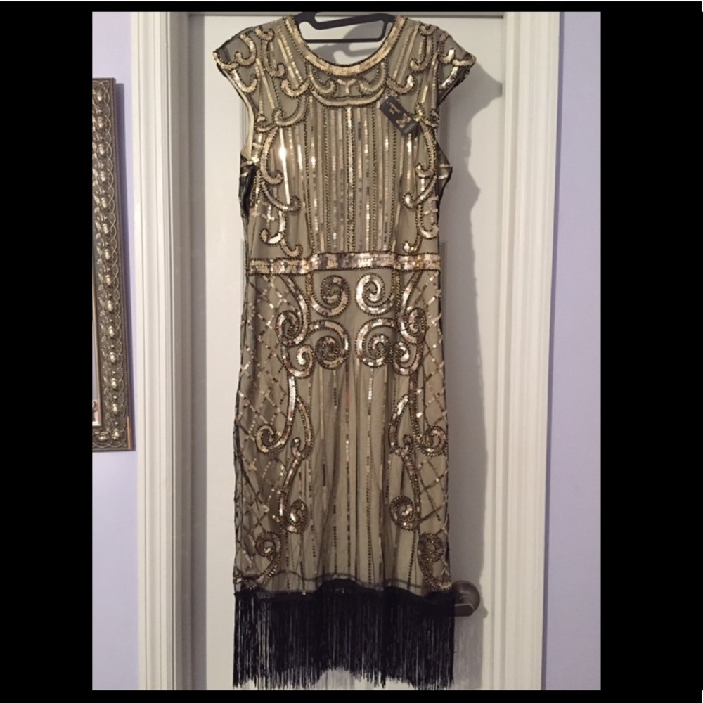 Gold sequin Gatsby dress